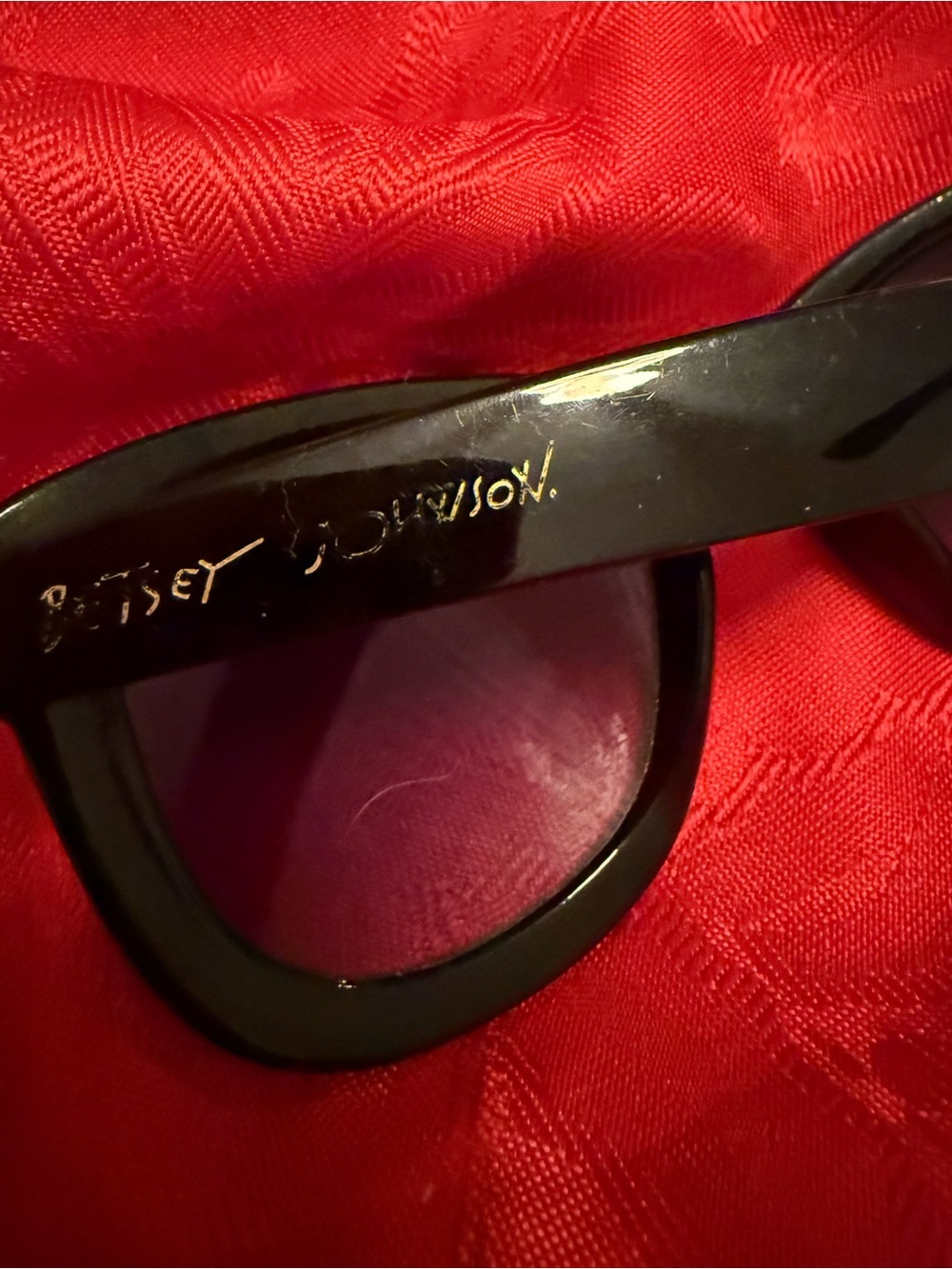 Betsey Johnson Black Cat-Eye Sunglasses with Purple Lenses